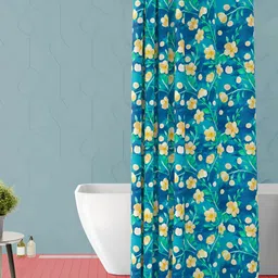 ArtzFolio Sea Green and Yellow Floral Printed Waterproof Shower Curtain-image-19