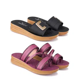 BERSACHE Women Pack Of 2 Open Toe Flats-18