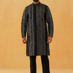 SOJANYA LUXE Men Embroidered Sequinned Georgette Kurta-picture-39