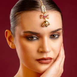 PANASH Gold-Plated Kundan Studded & Pearls Beaded Maang Tikka image 4