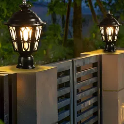 KINIS 2 Pcs Black & White Abstract Shaped Weatherproof & Rust-Resistant Outdoor Pole Lamps-28