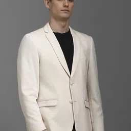 Louis Philippe Self Design Super Slim-Fit Pure Cotton Single Breasted Formal Blazer-picture-17