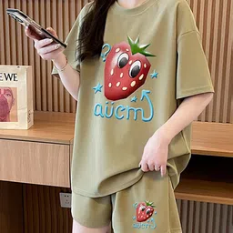 JC Mode Printed Round Neck T-Shirt With Shorts Co-Ords-image-79