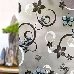 INDIAN ROYALS Grey & Black Flower Printed Self-Adhesive & Durable Window Sticker-image-69