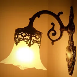 KINIS Black & White Floral Textured Metal Bell Shaped Wall Lamp-image-52