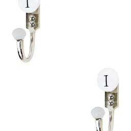 IndianShelf White and Black 2 Pieces I Alphabet Printed Ceramic Wall Hooks-7