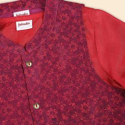 Fabindia Boys Solid Regular A-Line Kurta Set With Nehru Jacket image 2