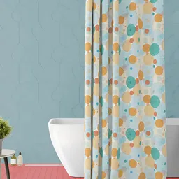 ArtzFolio Off White & Orange Printed Waterproof Shower Curtain-image-30