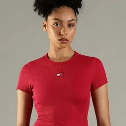 Tommy Hilfiger Women Solid Round Neck Cotton Slim Fit T-shirt-picture-9