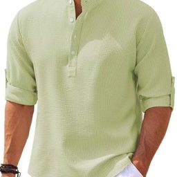 StyleCast Men Band Collar Solid Cotton Casual Shirt-image-66