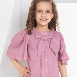Peppermint Girls Polka Dot Embellished Flutter Sleeve Georgette Top-picture-27