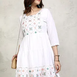 Vishudh Women Floral Embroidered Fit and Flare Mini Dress-image-57