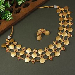 Gyaan Jewels Gold-Plated Stone-Studded Jewellery Set-image-12