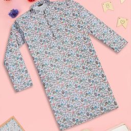 Sangria Boys Chikankari Mandarin Collar Cotton Straight Kurta-49
