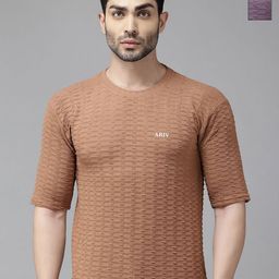 TICOSS Men Pack Of 2 Self Design T-shirt-10