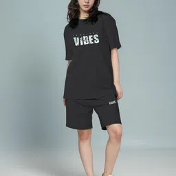 FITIN OUTFIT Printed Cotton Round Neck T-shirt with Shorts Co-Ords-picture-41