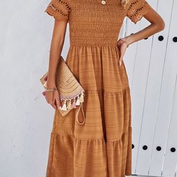 StyleCast Fit and Flare Smocked Midi Dress-image-3