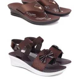 DRACKFOOT Women Pack Of 2 Self Design Open Toe Flats-15