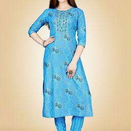 A TO Z CART Women Floral Embroidered Regular Kurta with Trousers-image-82