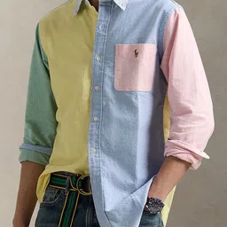 Polo Ralph Lauren Men Button-Down Collar Colourblocked Cotton Casual Shirt-picture-12