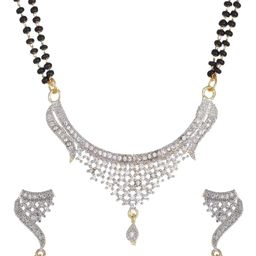 Shree Maruti WomenSilver-Plated Artificial Stones Mangalsutra-image-1