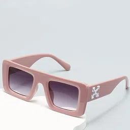 AUGEN Unisex Black Lens & Red Square Sunglasses with-10
