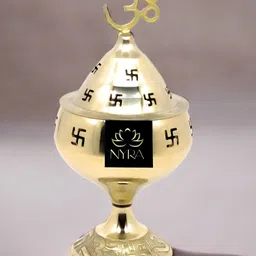 Nyra Kitchenware Bronze Toned Pure Brass Swastik Diya For Puja-image-25