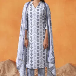 Anouk Ethnic Motifs Printed Straight Kurta With Trouser And Dupatta-0