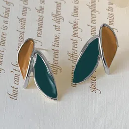 VAGHBHATT Silver- Plated Antique Leaf Shaped Studs-73