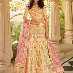 ODETTE Embroidered Semi-Stitched Lehenga & Blouse With Dupatta-picture-48