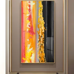 THE NEXT DECOR Yellow & Pink Glass Finish Vertical Wall Art-image-29