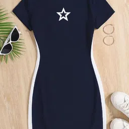 BAESD Girls Star Printed Round Neck Bodycon Dress-picture-22