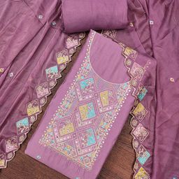 MANVAA Floral Embroidered Sequinned Pure Cotton Unstitched Dress Material-picture-23