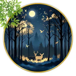 Aura Blue & Black 1 Piece Wood Birds and Animals Wall Paintings-image-1