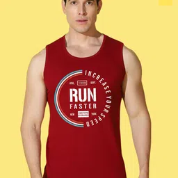 WOOSTRO Pack Of 2 Printed Super Combed Cotton Gym Vests VWS26(MORE YELLOW)(RUN MAROON)-image-95