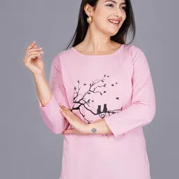 Cloth Bites Women Printed Raw Edge T-shirt-image-28