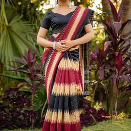 KALINI Ethnic Motifs Silk Blend Block Print Saree image 4