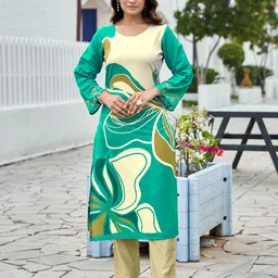 MOJILAA Women Geometric Printed Daily Straight Kurta-image-93
