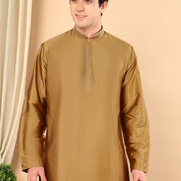 TATTVA Men Thread Work Pastels Kurta-image-58