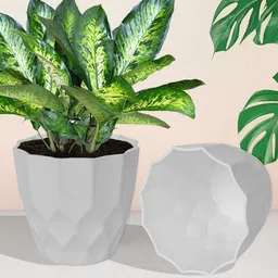 Kuber Industries White & Red 2 Pieces Textured Planters-0