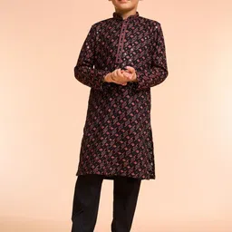 Manyavar Boys Woven Design Kurta with Pyjama-image-34