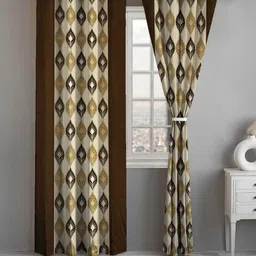 Lunar Days Brown Set of 2 Floral Room Darkening Long Door Curtain-image-35
