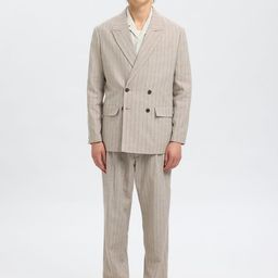 SELECTED Striped Comfort-Fit Double Breasted Blazer-image-2