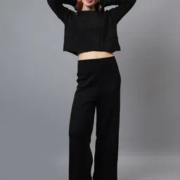 Fashion Gaiia Women Open Knit Self Design Pullover-image-94