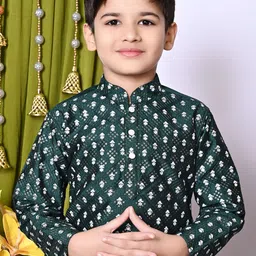Cae Boys Embroidered Regular Sequinned Dupion Silk Kurta with Pyjamas image 2
