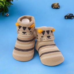 Yellow Bee Infant Boys 3D Tiger Face & Striped Cotton Ankle Length Socks-30