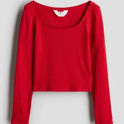 H&M Girls Picot Trimmed Ribbed Top-image-76