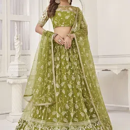 DIVASTRI Embroidered Thread Work Semi-Stitched Lehenga & Unstitched Blouse With Dupatta-picture-18