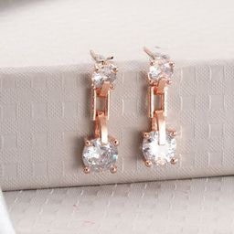 Jazz and Sizzle Rose Gold-Plated Crystals Studded Circular Drop Earrings-21