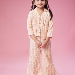 MASTARANG Girls Printed V-Neck Pure Cotton Waistcoat With Trouser & Jacket-image-93